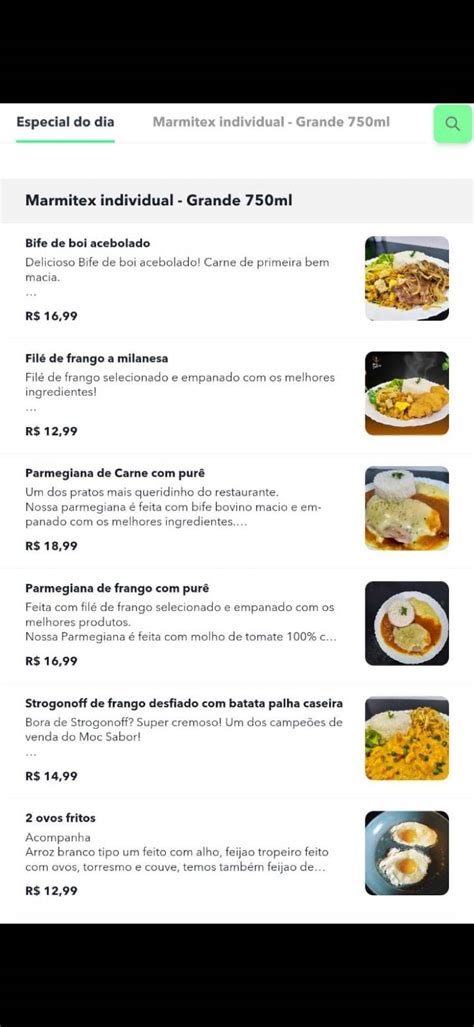 Menu Em Restaurante Moc Sabor Montes Claros