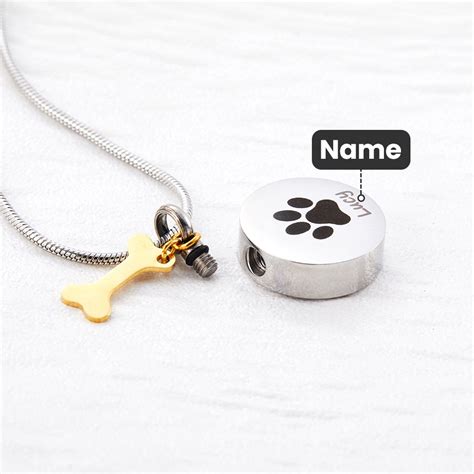 Custom Engraved Pet Photo & Paw Urn Ashes Necklace, Dog/Cat Ashes ...