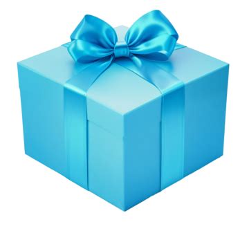 White Gift Box With Blue Ribbon Isolated Gift Present Blue PNG