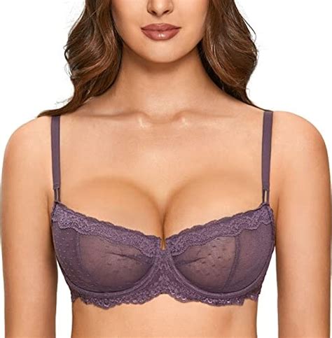 DOBREVA Women S Sexy Lace Unlined Underwire Balconette See Through