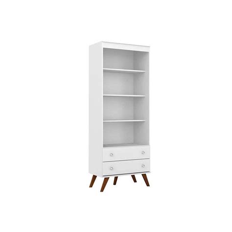 Estante Livreiro Casal ESM216 C 3 Prateleiras Branco Movelbento