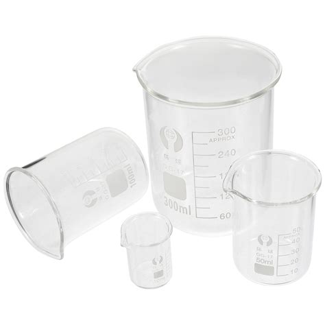 4pcs Glass Beaker Set Chemistry Beaker Measuring Cup Laboratory Glassware