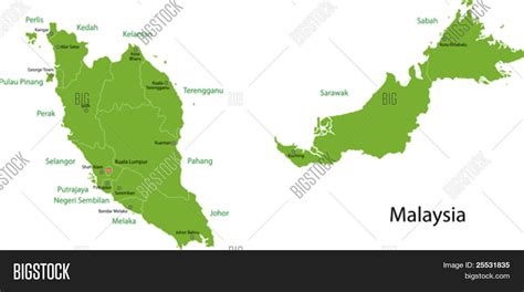 Malaysia Map Provinces Capital Vector & Photo | Bigstock