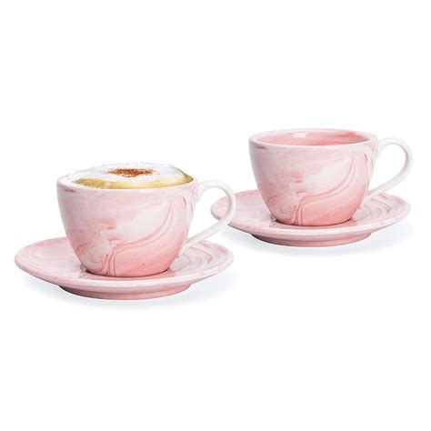 Hausmann Söhne Cappuccino Tassen dickwandig 2er Set rosa Marmor