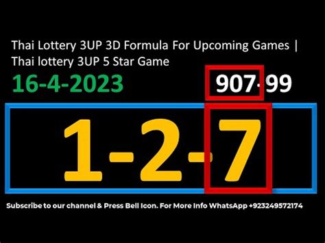 Thai Lottery 3UP 3D Formula For Upcoming Games Thai Lottery 3UP 5