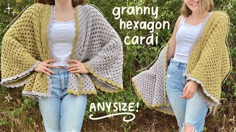 Easy Classic Crochet Granny Hexagon Cardigan Any Size Hayhay