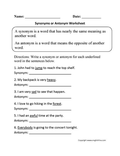 Free Printable Worksheets Synonyms Antonyms And Homonyms Lexia S Blog