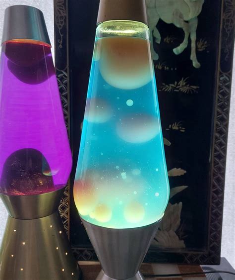 Lava Lamp Vintage S Starlight Silver Base Blue Etsy