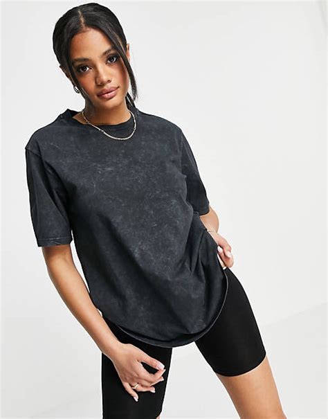 Asos Design Oversize T Shirt In Verwaschenem Schwarz Asos