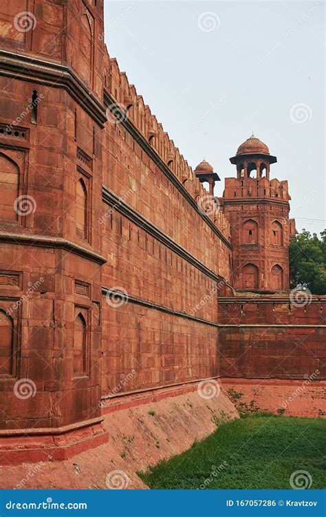 Red Fort Or Lal Qila In Delhi India Ancient Fortress Wall Made Of Red