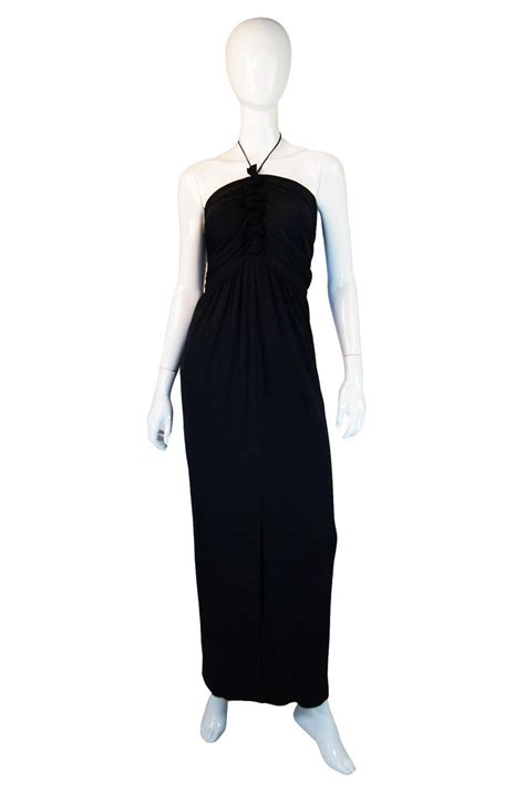 1970s Ruffle Front Bill Blass Maxi Dress Shrimpton Couture