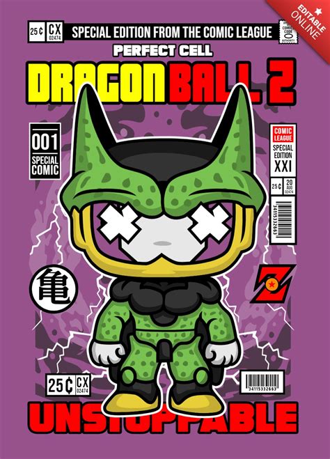 Perfect Cell Cartoon Character Magazine Cover Design Template Free