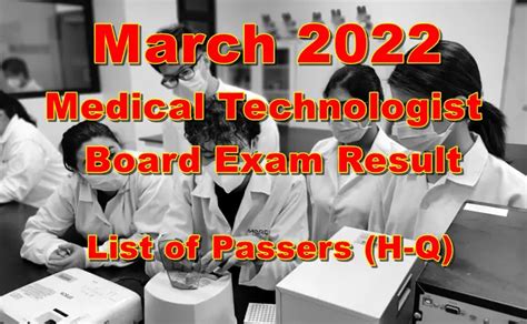 Medical Technologist Medtech Board Exam Result March 2022 List Of Passers H Q