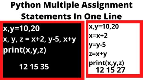 Assigning Multiple Variables In One Line In Python Multiple Assignment Statement In One Line