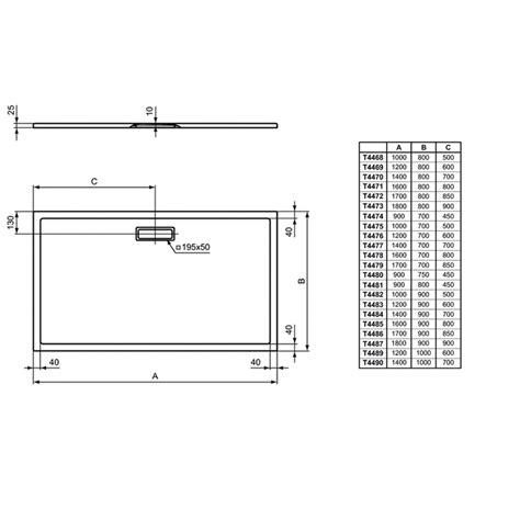 Ideal Standard T V Ultraflat New Piatto Doccia Rettangolare L P