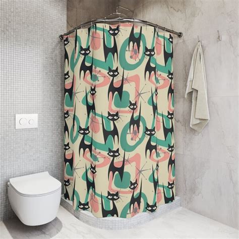 Mid Century Modern Shower Curtain Etsy