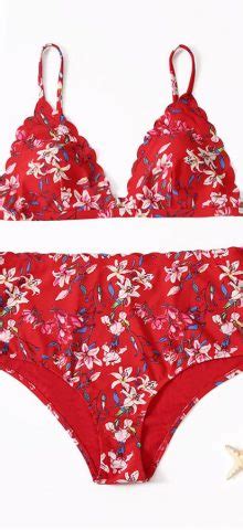 High Waisted Bikini Set With Cute Floral Printed Design