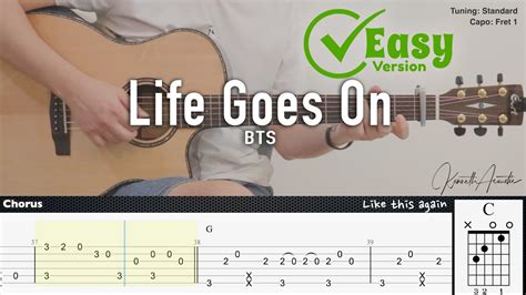 Life Goes On Easy Version BTS Fingerstyle Guitar TAB Chords