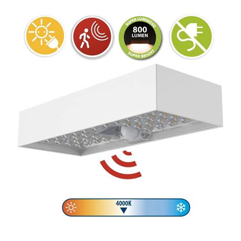 Applique LED A Carica Solare 800 Lumen Con Rilevatore Di Movimento Bianco