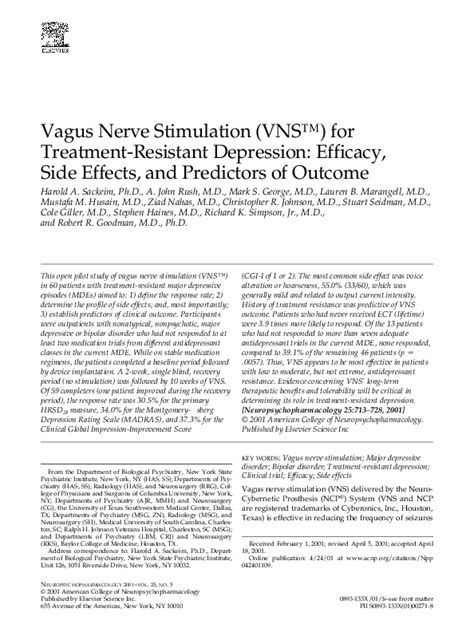 (PDF) Vagus Nerve Stimulation (VNS™) for Treatment-Resistant Depression ...