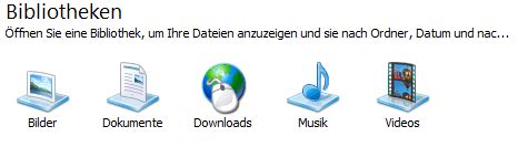 Windowspage Windows Explorer Symbole der Windows Bibliotheken ändern