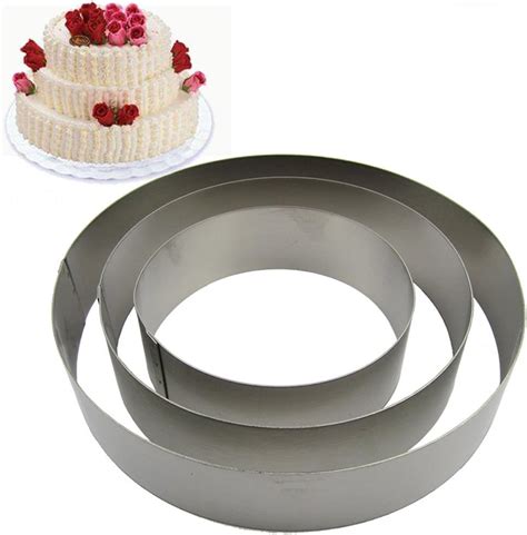 Tamume Stainless Steel Round Cake Tin Set Of For Layer Cake Mould