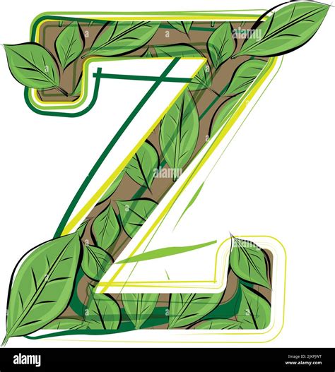 Green Leaf Alphabet Vector Illustration Letter Z Stock Vector Image