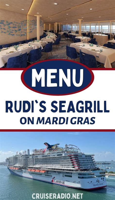 Menu Rudi S Seagrill On Carnival S Mardi Gras Carnival Cruise