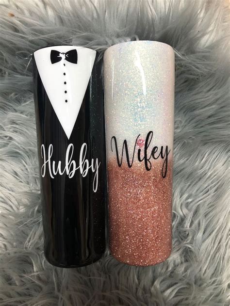 Wifey And Hubby Tumblers Husdanbd And Wife Tumblers Husband Etsy Bride And Groom Ts