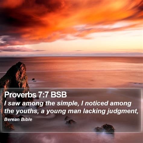 Proverbs Bsb I Saw Among The Simple I Noticed Among The