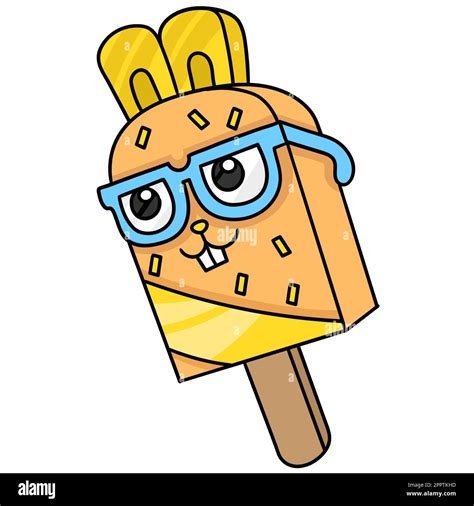 Ice Cream Stick With A Bespectacled Nerd Face Doodle Icon Image Stock