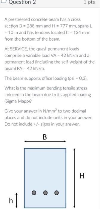 Solved A Prestressed Concrete Beam Has A Cross Section B 288 Chegg