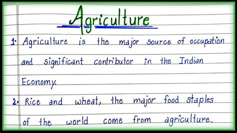 10 Lines On Agriculture In English Essay On Agriculture Agriculture