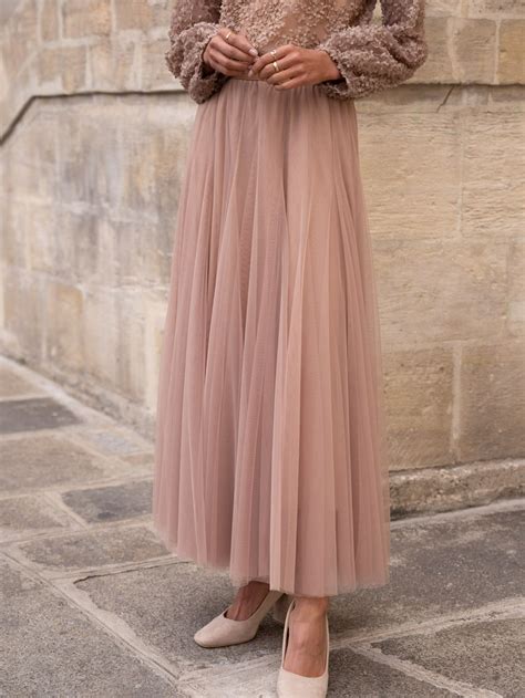 Long Brown Tulle Skirt Lana Glash