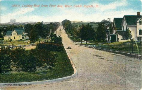 Cedar Rapids Iowa Looking East From First Avenue West Vintage