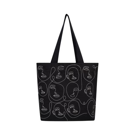 Buy Doodle Collection Premium Zippered Pure Organic Cotton Tote Bag Faces Online