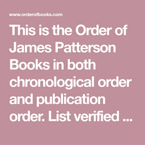 Printable List Of James Patterson Books In Chronological Order