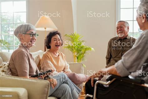 Old Senior Asian Friends Retired People Hapiness Positive Laugh Smile