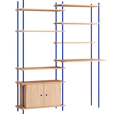 Moebe Shelving System S 200 2 F Regal Doppelt Eiche Blau Nunido