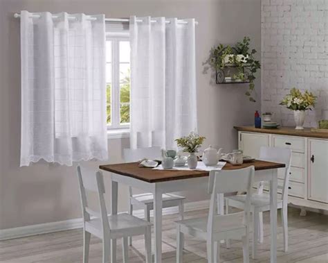 Cortina De Cocina Brisa Duplex Bella White Window De X M