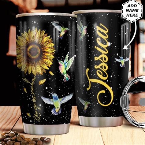 Sunflower Hummingbird Personalized Tumbler Teeuni