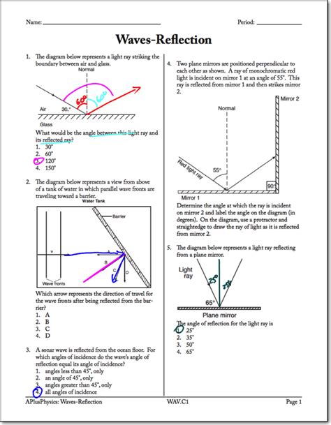 Snells Law Archives Page Of Regents Physics Worksheets Library