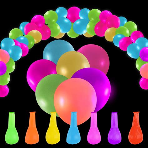 Lot De 100 Ballons Fluorescents Phosphorescents En Latex Pour