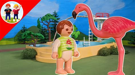 Playmobil Familie Sommer Ein Flamingo Im Freibad Kinder Film