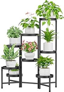 IDavosic Ly 8 Tier Metal Plant Stand For Indoor Outdoor Foldable