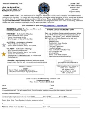 Fillable Online Hphs Dist113 Membershipform Highland Park High School