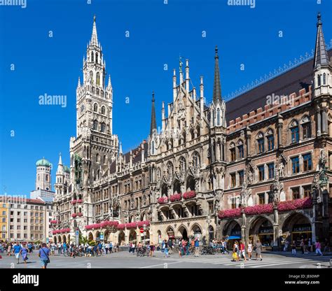 Munich Germany The Neues Rathaus New Town Hall Marienplatz Stock