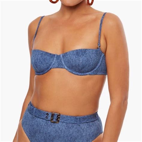 WeWoreWhat Swim Weworewhat Balconette Denim Bikini Top Size Xs Nwt