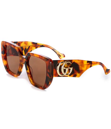 Gucci Womens Generation 54mm Havana Square Sunglasses Dillards