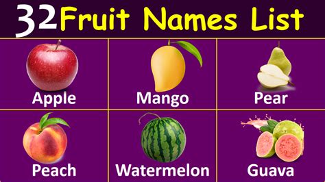 32 Fruits Names List With Pictures Pdf Enricheng